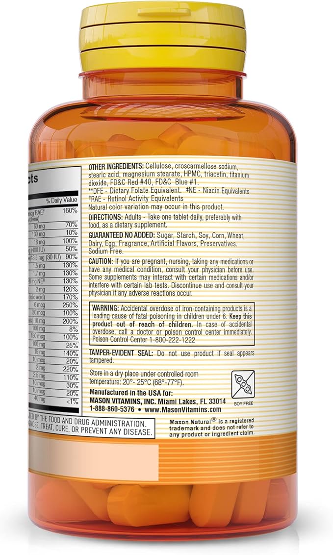 MASON NATURAL Daily Multiple Vitamins with Minerals 24 Essential 60 Tablets 3)