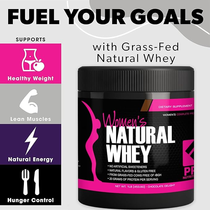 Whey Protein Powder for Women - Supports Lean Muscle Mass - Low Carb - Gluten Free - Grass Fed and Rbgh Hormone Free Whey Protein Chocolate Powder (Chocolate Delight, 1 Lb)