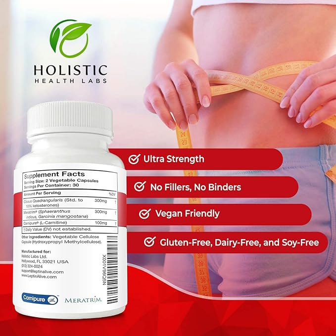 Maximum Leptin Weight Management for Women, Extra Strength - MeraTrim, Carnipure and Cissus Quadrangularis Natural Metabolism Support and Cravings Management. 60 Veggie Capsules
