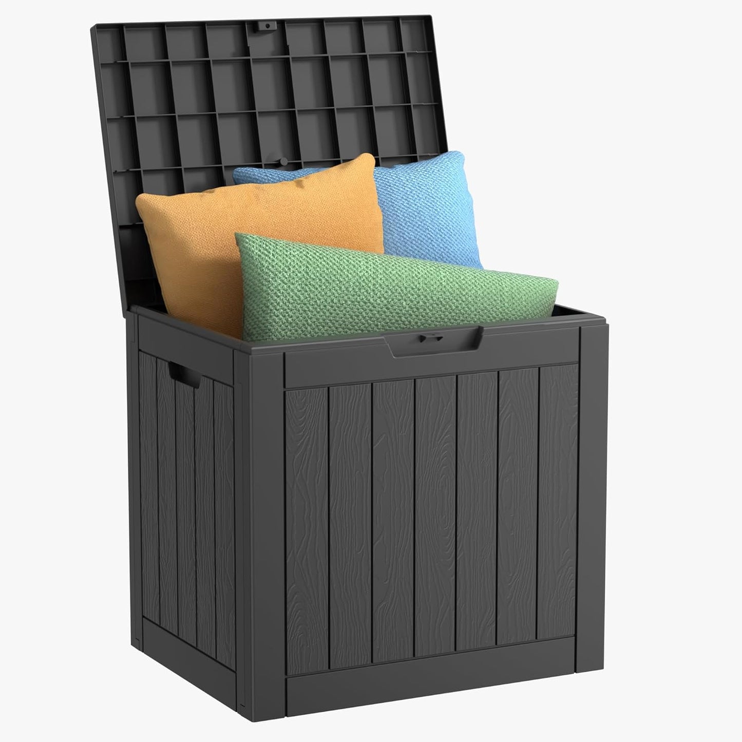 Vixzen 30 Gallon Resin Deck Box - Lockable Outdoor Storage for Patio Cushions, Garden Tools, Pool Supplies,Black