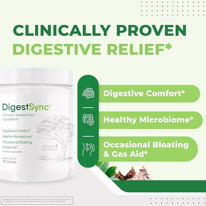 DigestSync Digestion Supplement for Gut Health 100% Natural 3.17 Ounces, 30 Servings