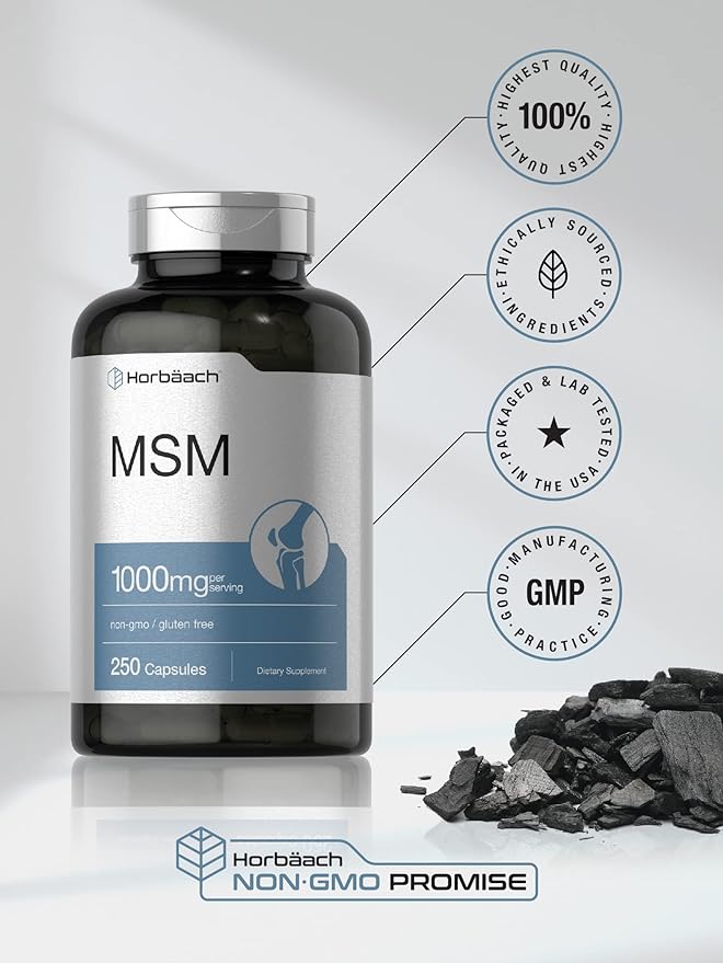 Horbäach MSM Supplement Capsules 1000mg | 250 Count