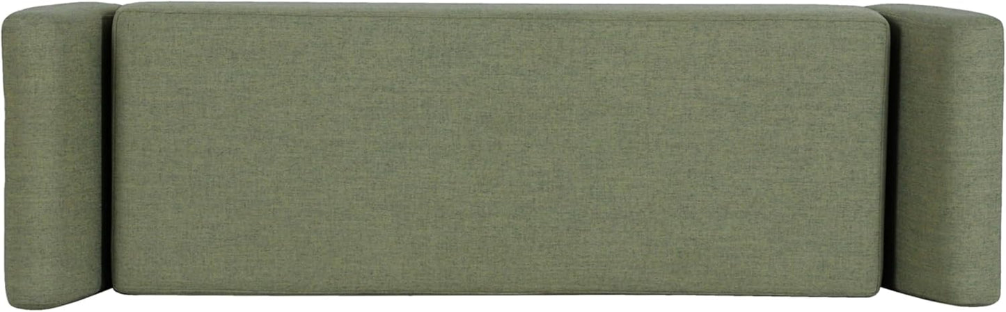 HomePop Modern Storage Bench with Wood Legs Home Décor|Bench with Storage for Living Room & Bedroom - Olive Green Woven