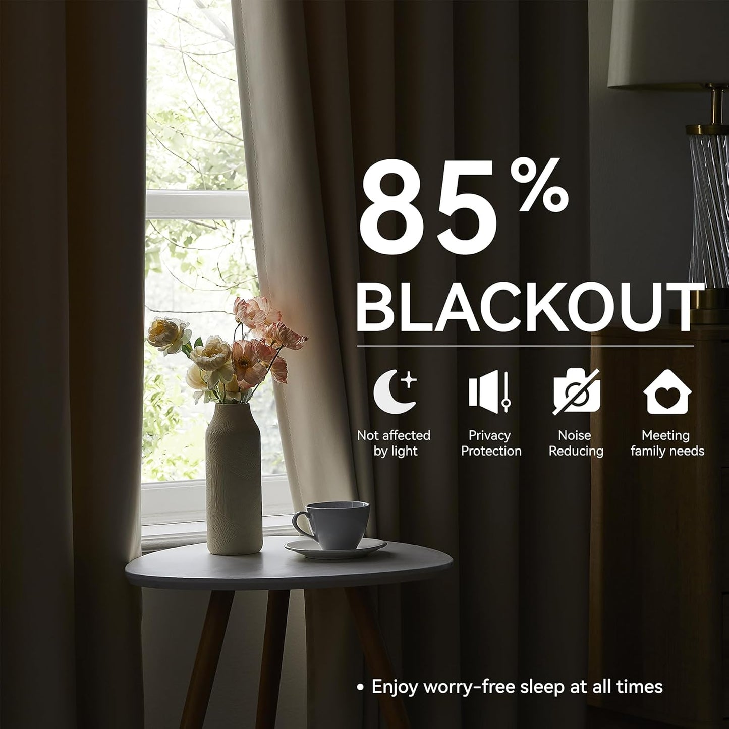 KangBang Cream Beige Pinch Pleat Room Darkening Curtains 96 Inches Long with Hooks, Energy Saving Blackout Memory Trained Pleated Window Treatments for Nursery Living Room, 40x96 Inch, 2 Panels