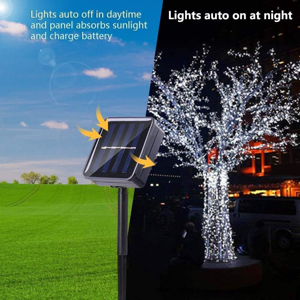 Joomer Solar Christmas Lights Outdoor 4 Pack Total 156FT 400LED 8 Lighting Modes Solar String Lights Waterproof Fairy Tree Lights for Garden Yard Patio Christmas Decoration (White)