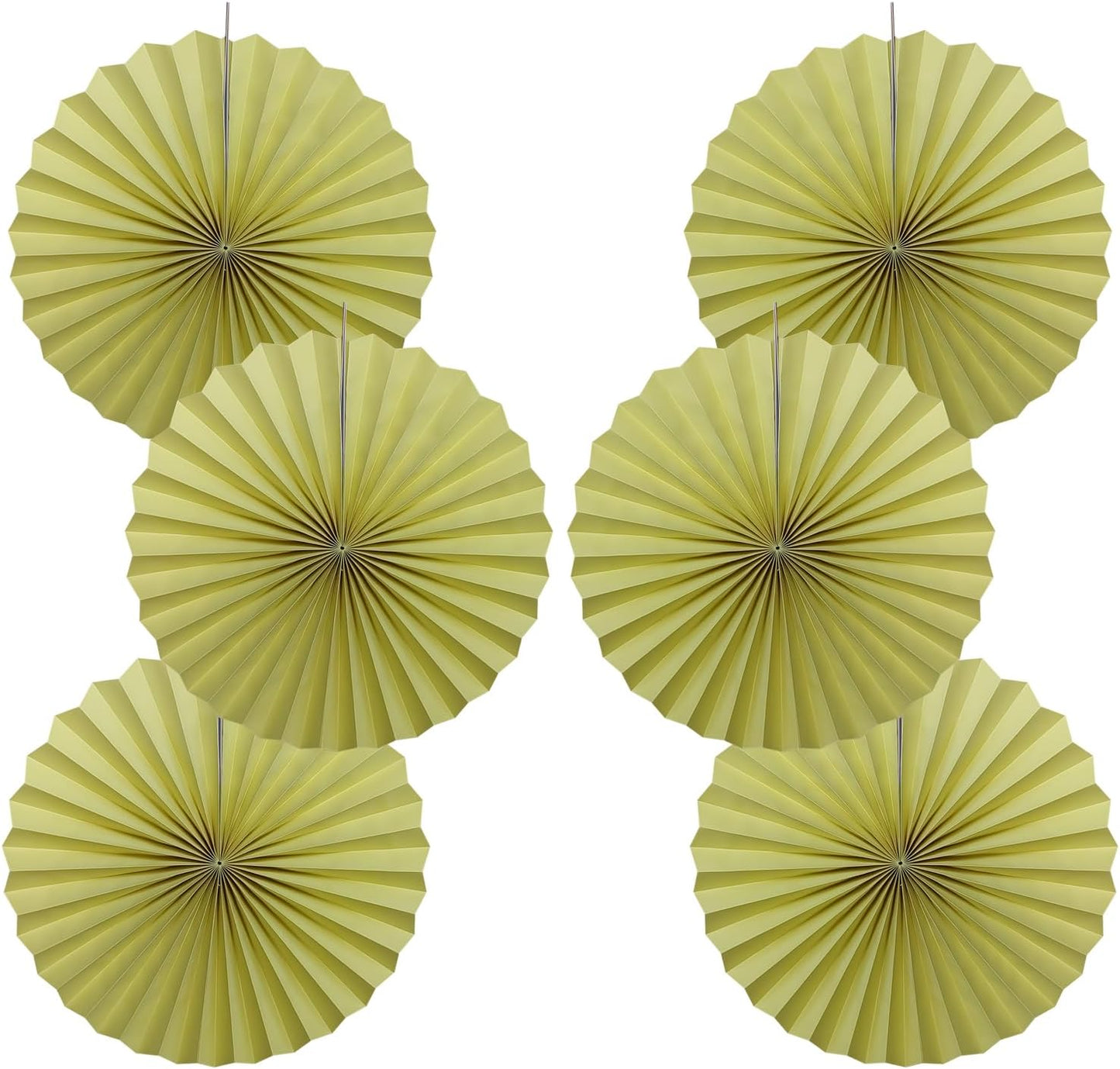 BARTHEW Yellow Hanging Paper Fans,Yellow Accessories Paper Decorations for Party,Color Party Decorations,Bee Themed Classroom Decor,16in Hanging Paper Fans 30 Color DIY Set (Light Yellow)