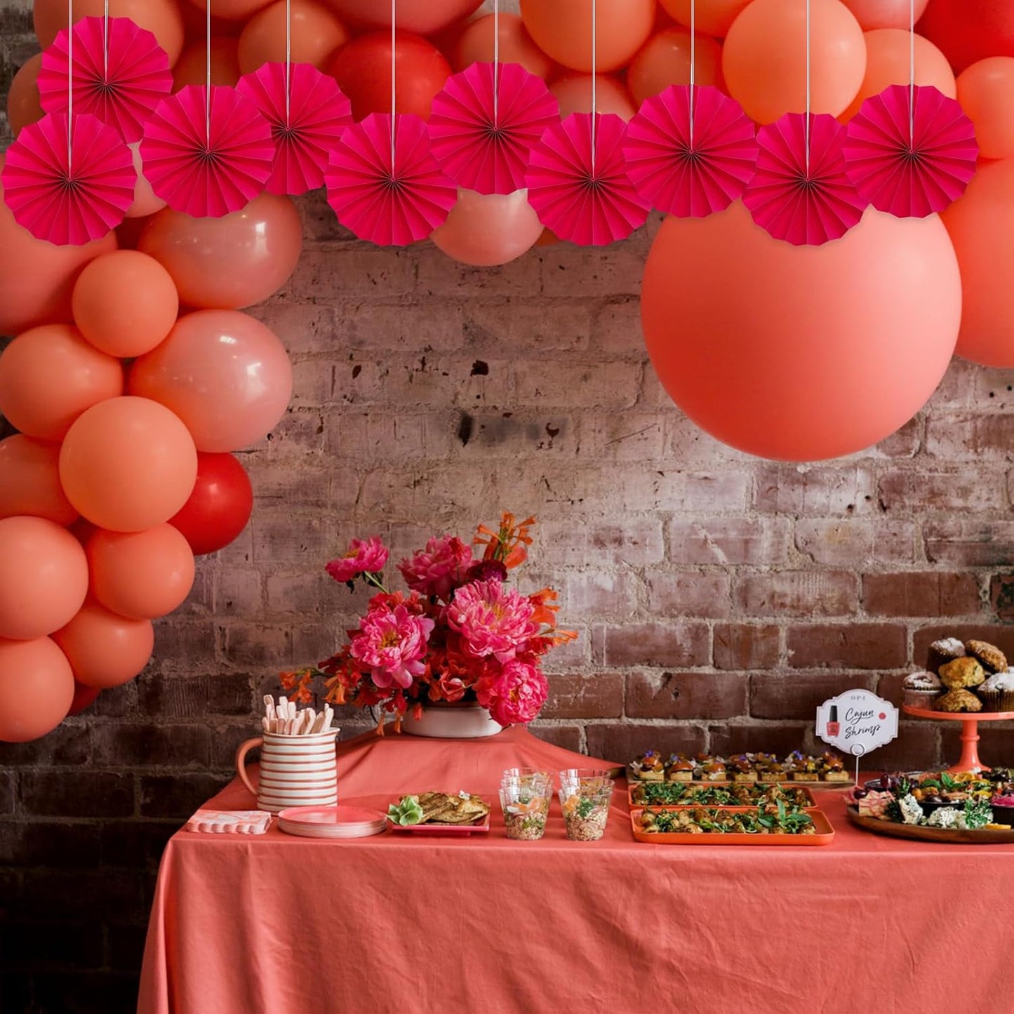 Red Birthday Decorations,DIY Red Paper Fans Hanging Decoration ,Party Supplies Party Fans 8in, Wedding Graduation Events Accessories 30 Color DIY Set (Red)