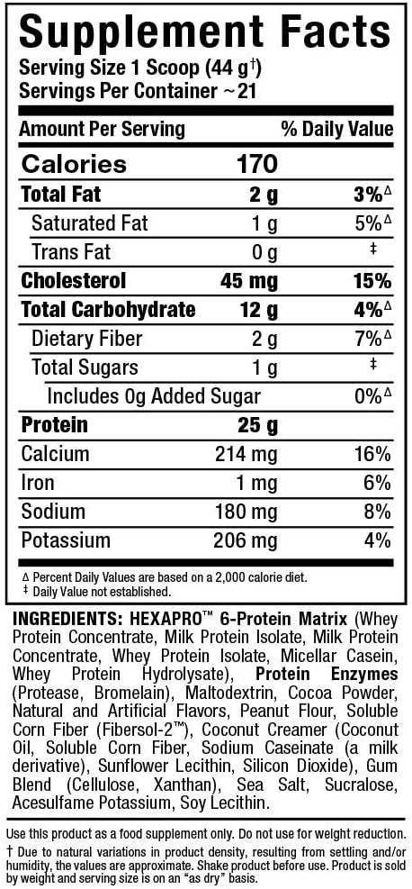 ALLMAX HEXAPRO, Chocolate Peanut Butter - 2 lb - 25 Grams of Protein Per Serving - 8-Hour Sustained Release - Zero Sugar - 21 Servings