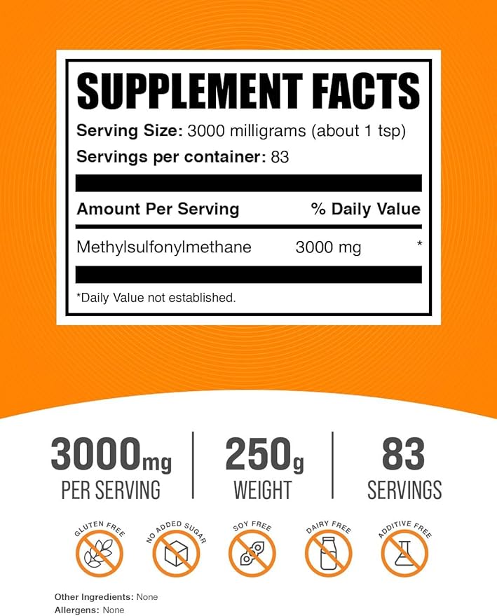 BulkSupplements.com MSM Powder 3000mg - 3000mg per 250g (8.8 (8.8 oz) 1)