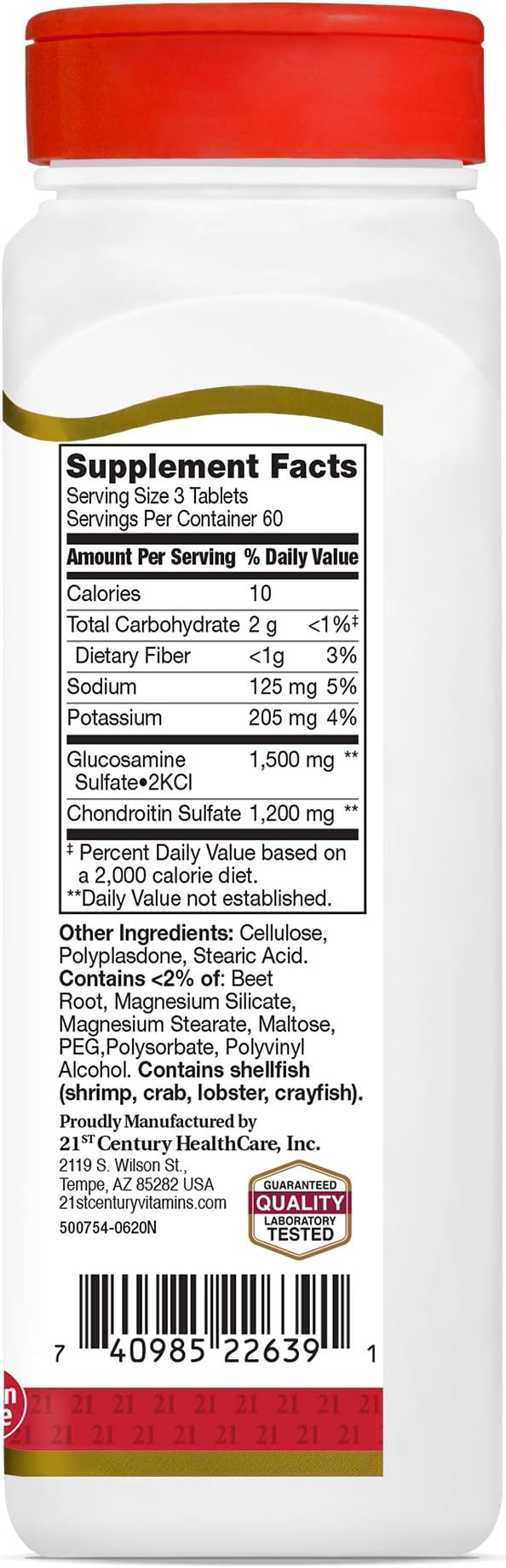 21st Century Glucosamine Chondroitin 500/400mg 180 Count