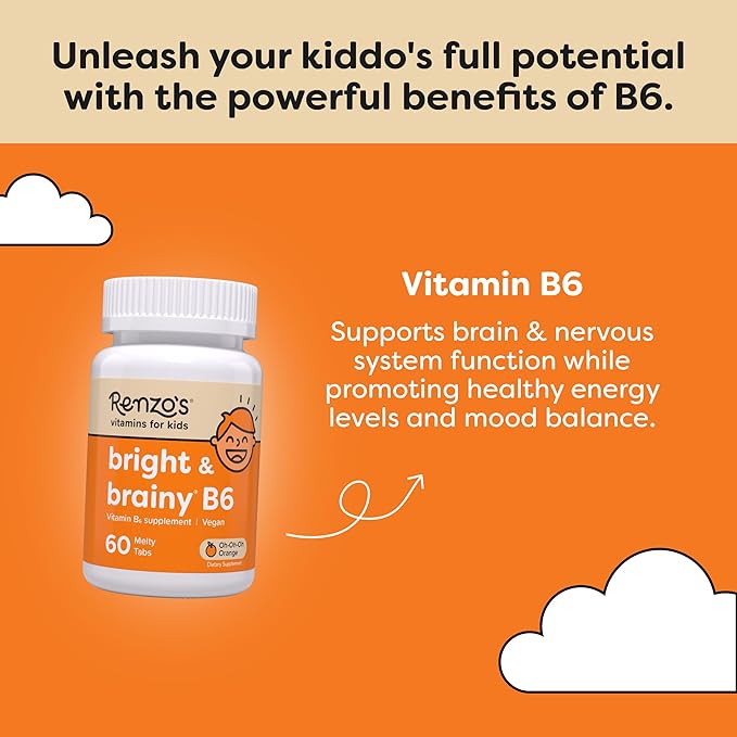 Renzo's Bright & Brainy Vitamin B6 B6-60 Sugar-Free