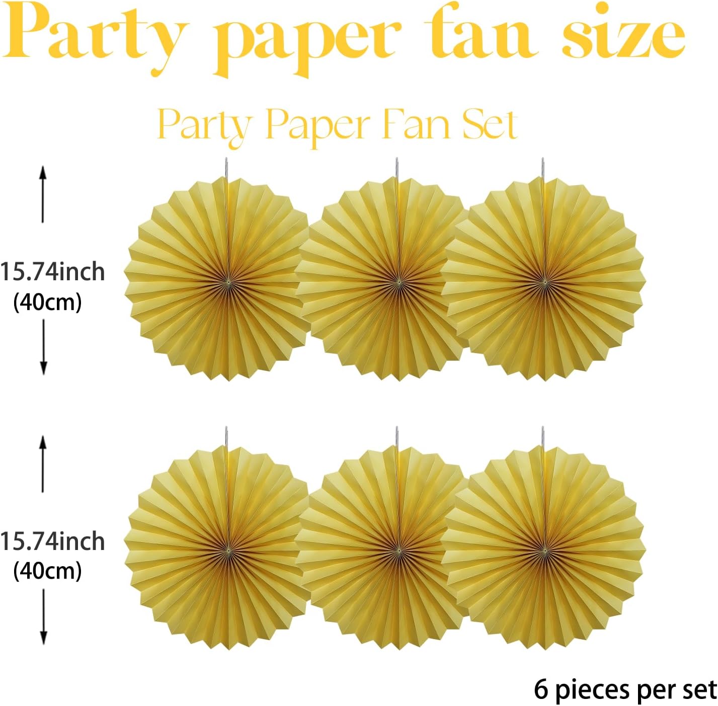Yellow Birthday Decorations,DIY Yellow Paper Fans Hanging Decoration ,Party Supplies Party Fans 16in, Wedding Graduation Events Accessories 30 Color DIY Set (Yellow)