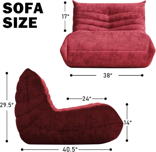 Bean Bag Chair, Fireside Chair Bean Bag Sofa Large Bean Bag Chair for Adults, Bean Bag Chairs for Teens with High Density Comfortable Foam, Memory Foam Bean Bag for Living Room, Bedroom (Red)