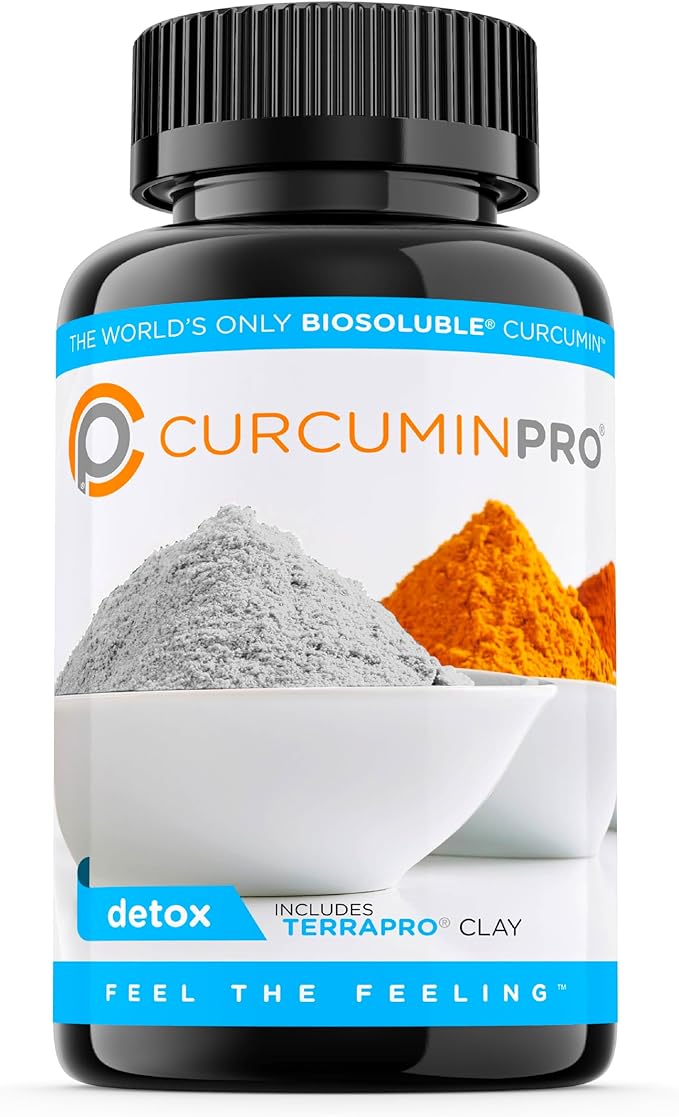 curcuminpro Detox Capsules | BioSoluble Whey Protein & Organic Turmeric Formula with Natural Bentonite Clay | Supports Gut, Heart, Health | 60-Count