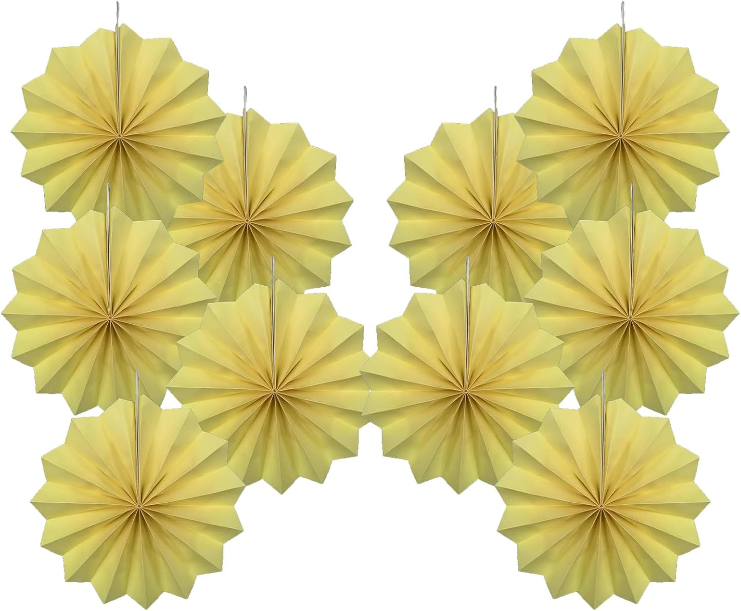 Yellow Hanging Paper Fans,Yellow Accessories Paper Decorations for Party,Color Party Decorations,Bee Themed Classroom Decor,8in Hanging Paper Fans 30 Color DIY Set (Light Yellow)