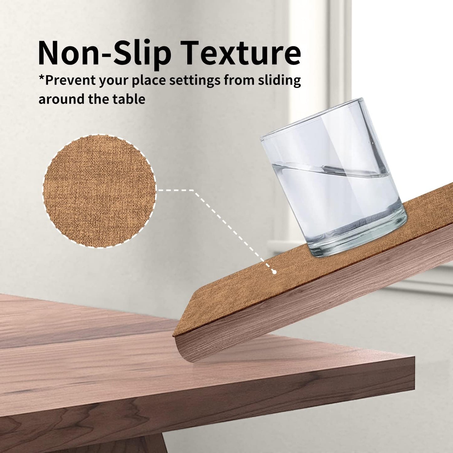 Maxpearl Faux Leather Placemats Set of 6 - Waterproof - Wipe Clean - Heat Resistant - Anti Slip Dining Table Place Mats, Suitable for Indoor & Outdoor Use, 17’’×12’’, Brown