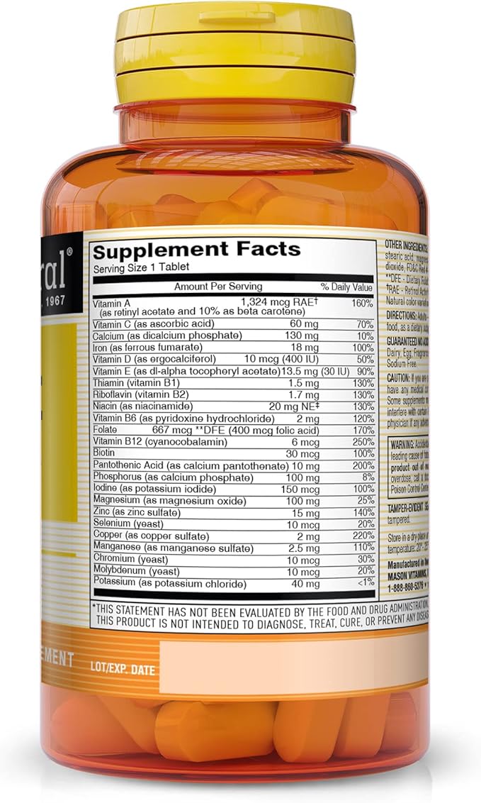 MASON NATURAL Daily Multiple Vitamins with Minerals 24 Essential 60 Tablets 3)