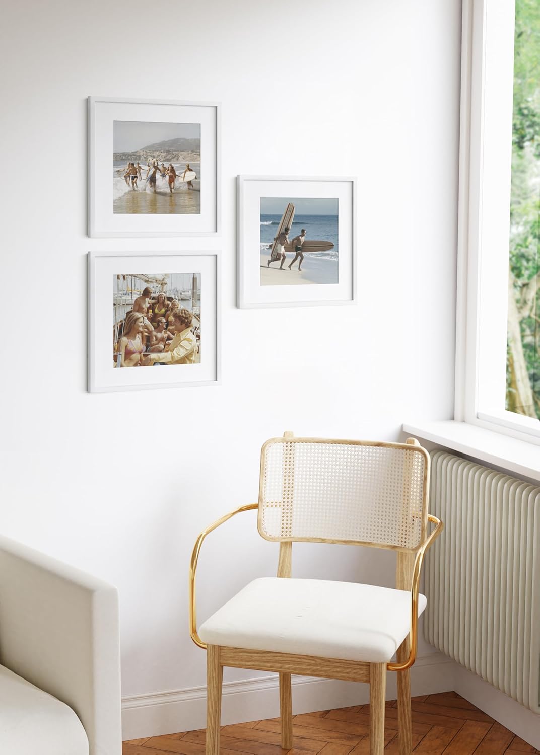 HAUS AND HUES 16x16 White Metal Picture Frames Matted to 12x12 - Features Premium Aluminum & Hanging Hardware, Shatterproof Plexiglass - Ideal for Home, Room, Office (16x16 in, White, Set of 3)