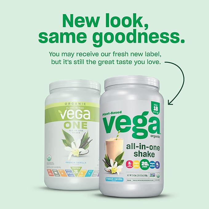 Vega Organic All-in-One Vegan Protein Powder, Berry - Superfood Ingredients, Vitamins for Immunity Support, Keto Friendly, Pea Protein for Women & Men, 1.5 lbs (Packaging May Vary)