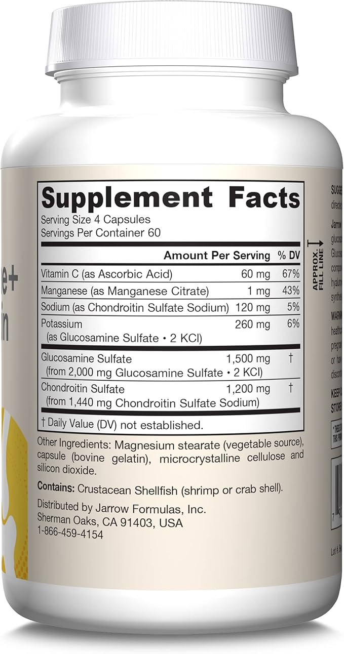 Jarrow Formulas Glucosamine + Chondroitin 240 Capsules 60 Servings