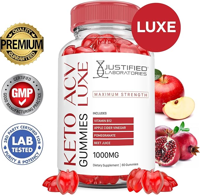 (5 Pack) Luxe Keto ACV Gummies Advanced Formula 1000MG Luxe Keto Gummies Apple Cider Vinegar Formulated with Pomegranate Beet Juice Powder B12 Vegan Non GMO 300 Gummys