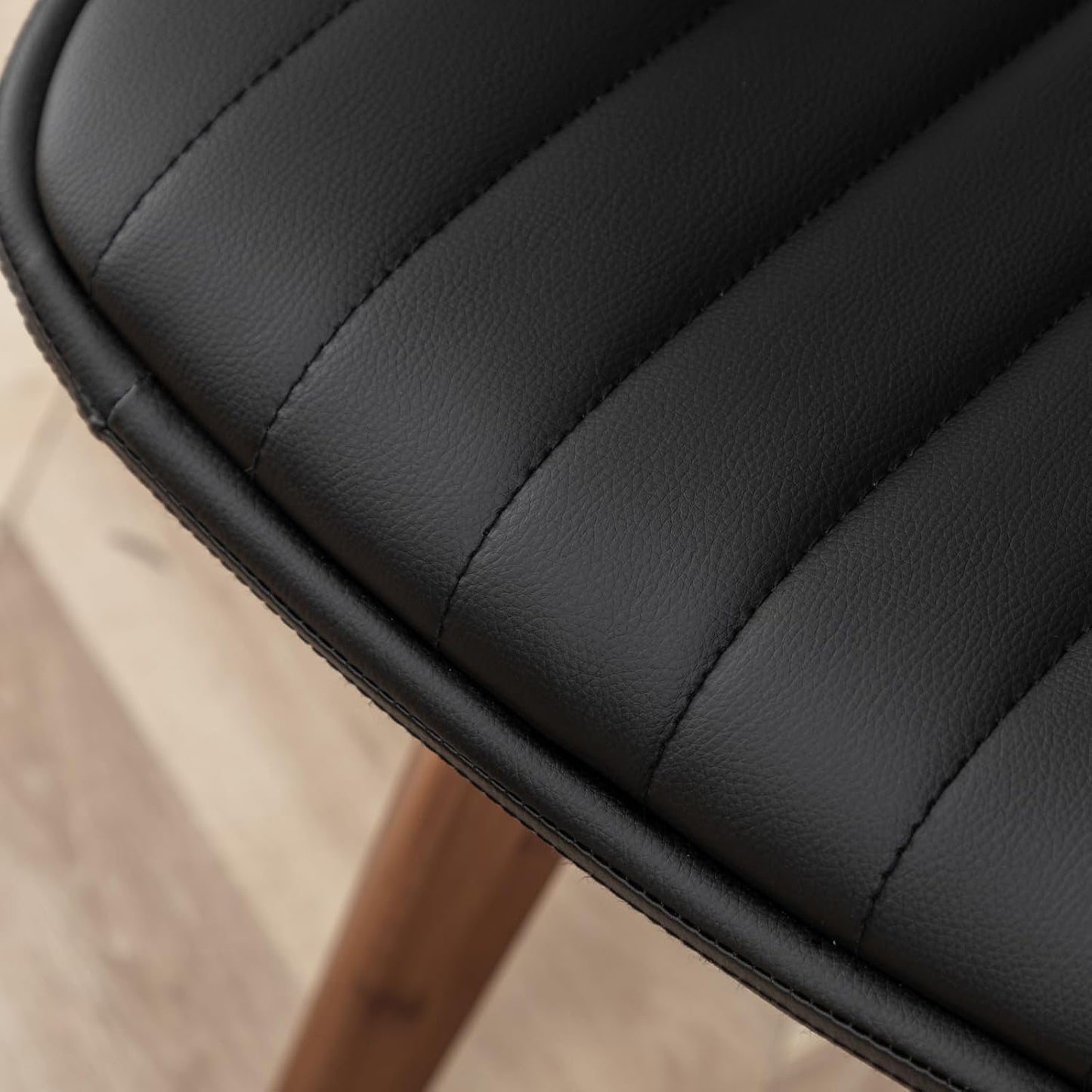 LUNLING Swivel Dining Room Chairs Set of 2, Mid Century Modern Black Faux Leather Kitchen Chairs with Arms,Bamboo Legs Side Chairs No Wheels,Accent Chair for Dining Rooms and Offices