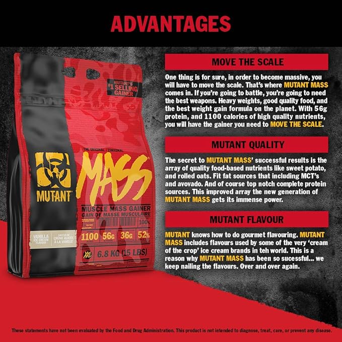 Mutant Mass Weight Gainer Protein Powder – Build Muscle Size and Strength with 1100 Calories (Chocolate Fudge Brownie, 15 Pound (Pack of 1))
