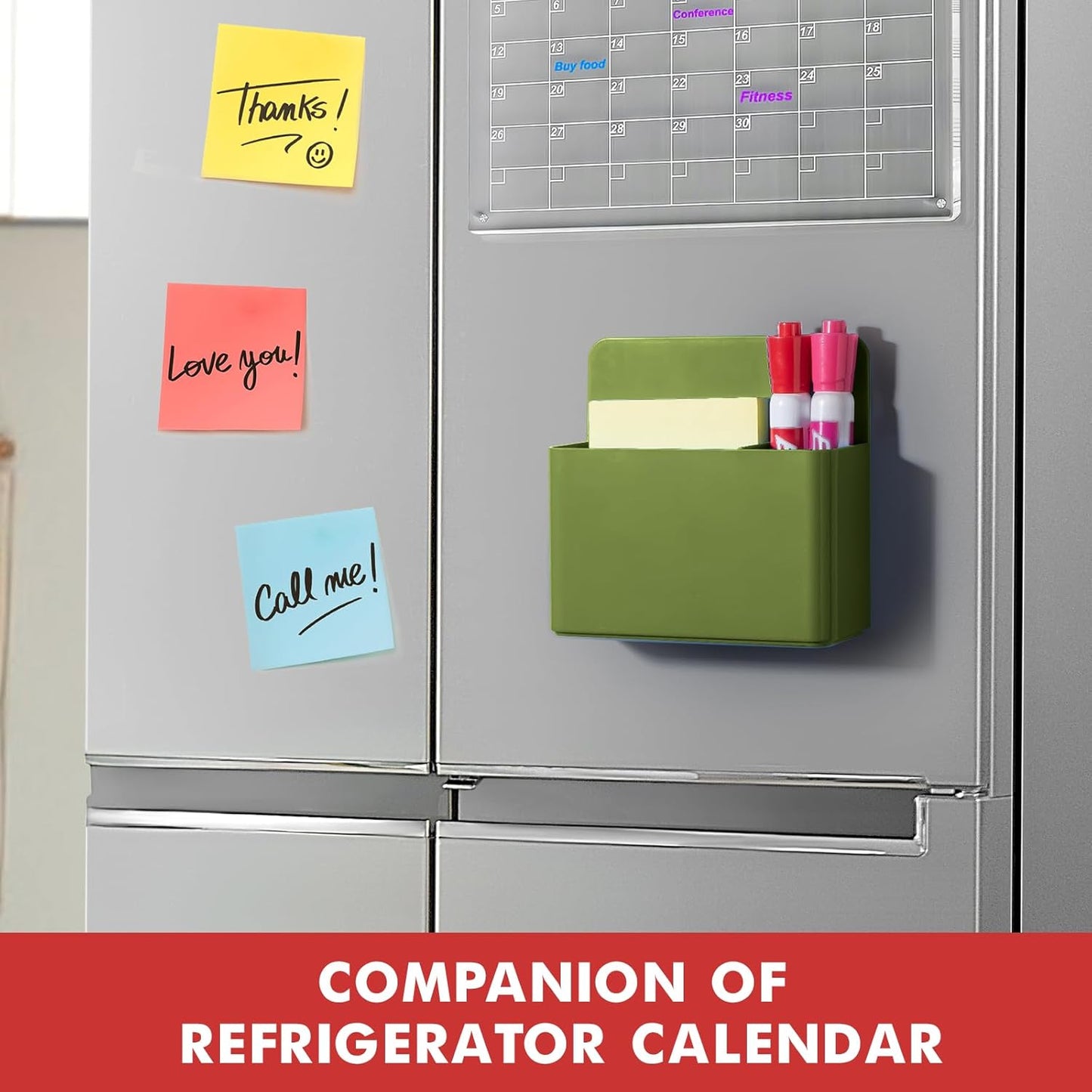 BEYGORM 2 Pack Plastics Magnetic Pen Holder for Refrigerator, Dry Erase Marker Holder for Whiteboard,Magnet School Locker Organizer Accessories, Pencil Cup, Pen Caddy (Army Green)