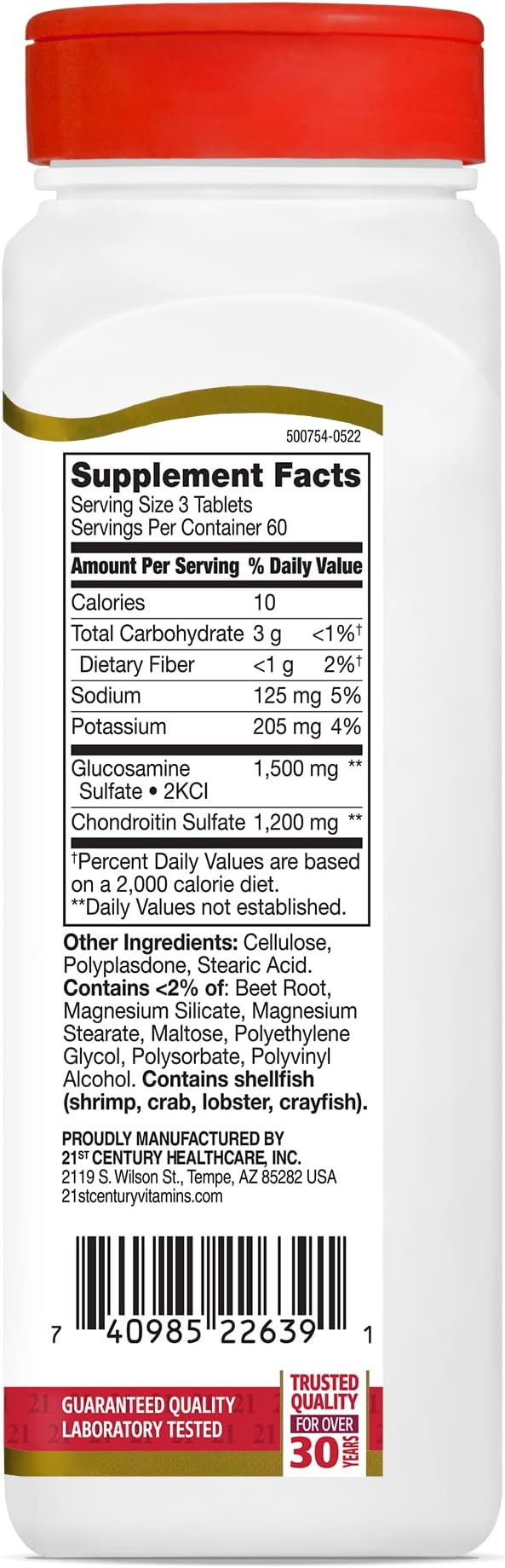21st Century Glucosamine Chondroitin 500/400mg 180 Count