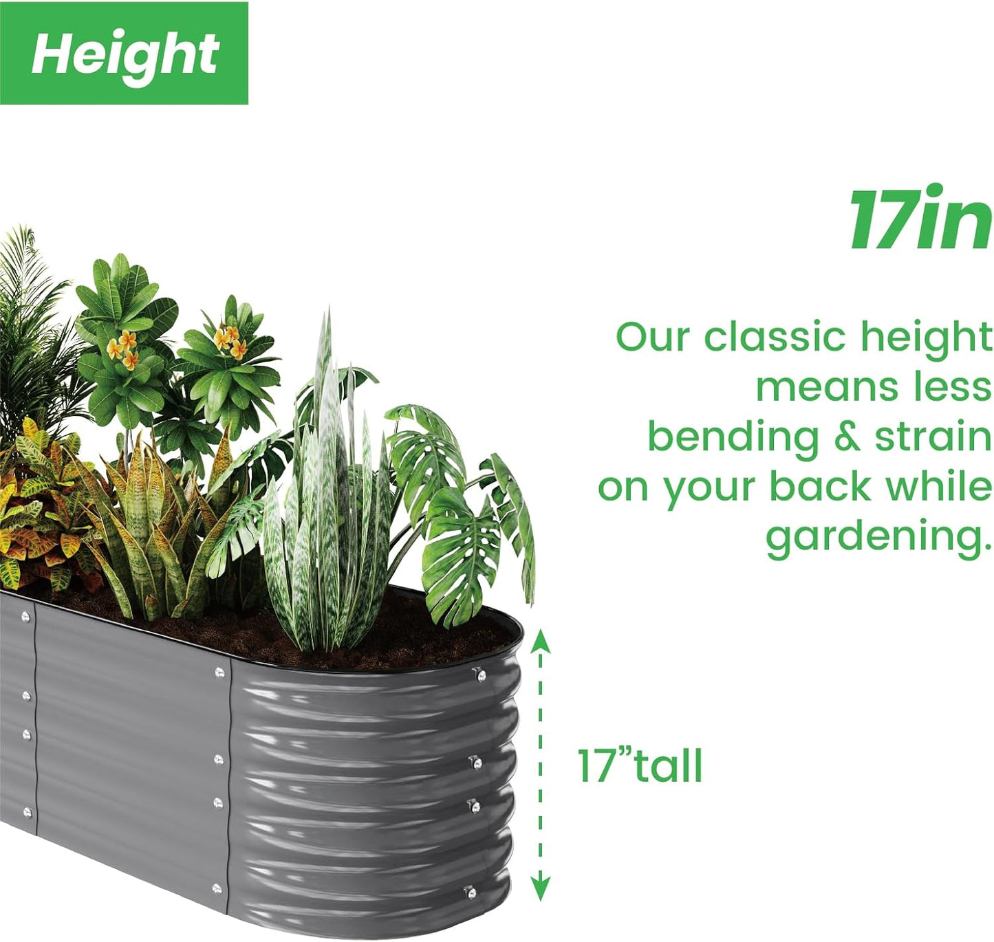 Raised Garden Bed Kit 8×2×1.4 FT Magnesium-Aluminum-Zinc Stainless Steel Metal Planter Box for Planting Outdoor Plants Vegetables(Gray)