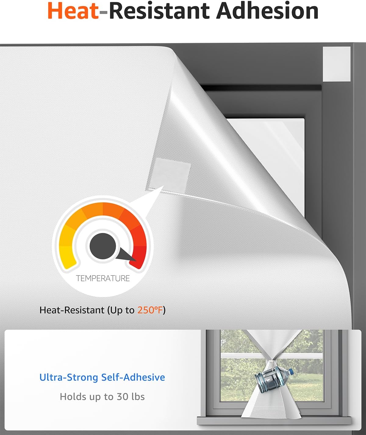 Sumobaby Blackout Curtains for Bedroom 114"x57" Portable No Drill Blinds for Windows with Heat-Resistant Magic Tapes,100% Black Out Window Cover Easy to Cut Fit for Home Cinema,Dorm Room,Nursery|White