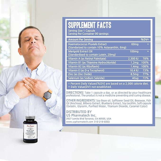 Eye Vitamin Lutein Astaxanthin Capsule–Eye Vitamins 6mg Lutein 20mg Zinc 8.5mg Selenium 40ug and B1, B2, B2, E