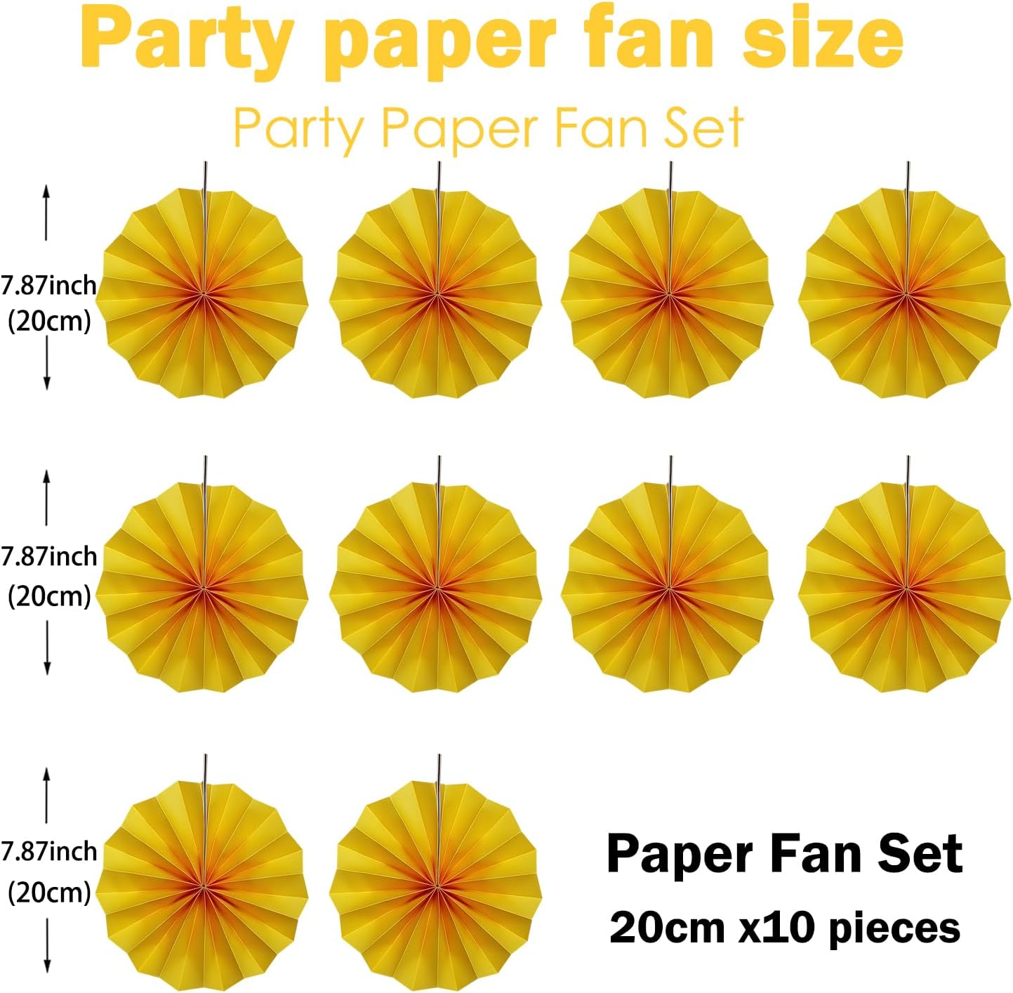 Yellow Birthday Decorations,DIY Yellow Paper Fans Hanging Decoration ,Party Supplies Party Fans 8in, Wedding Graduation Events Accessories 30 Color DIY Set (Yellow)