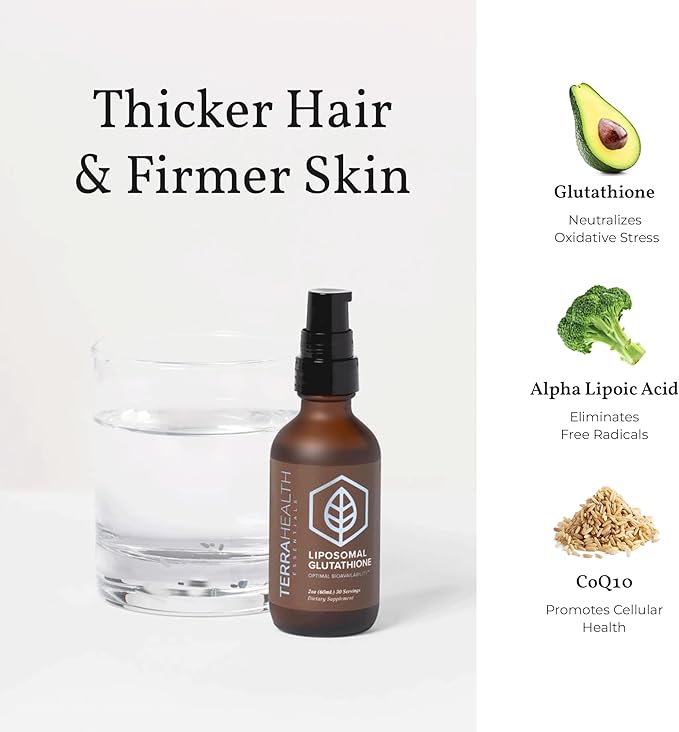 Terra Health Essentials - Liposomal Glutathione - Supports Immunity, Skin, Hair, and Healthy Aging - Maximum Absorption Glutathione Supplements - 30 Day Supply