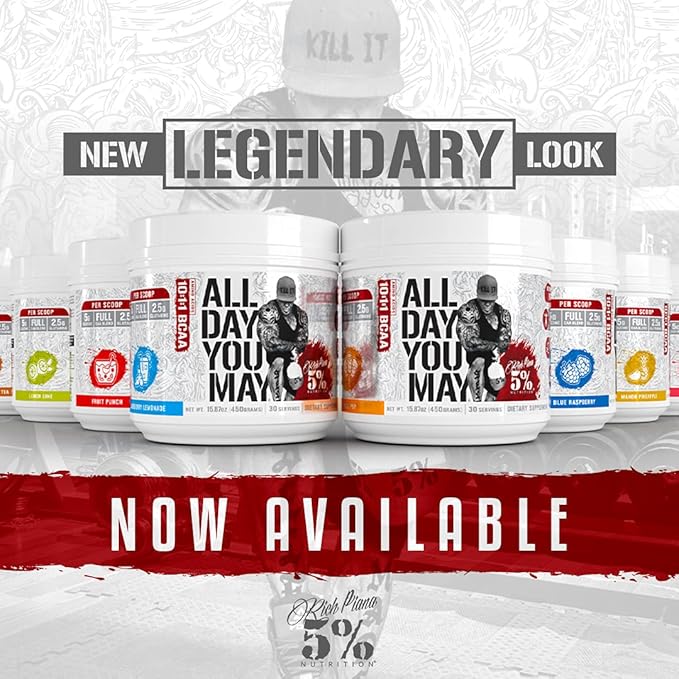 5% Nutrition Rich Piana AllDayYouMay BCAA Powder 15.3 oz, 30 Servings