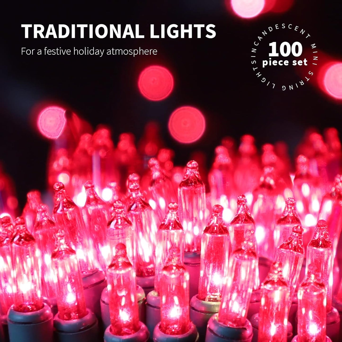100LIGHTS PINK Extra-Bright With End Connectors Christmas Decorative Lights 5.98m UL Certified Mini String Light Set Waterproof for Home Garden Holiday Christmas Tree Party Patio Decor Wedding