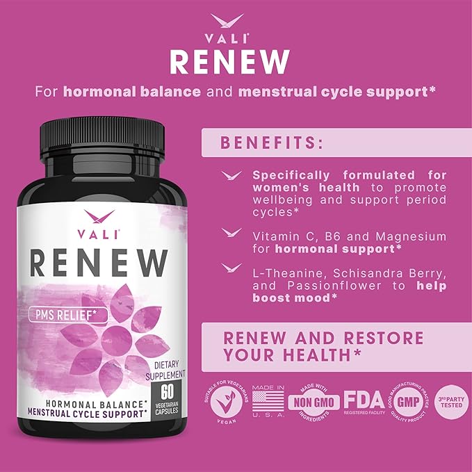 VALI Renew PMS Relief Supplement. Women’s 60 Veggie