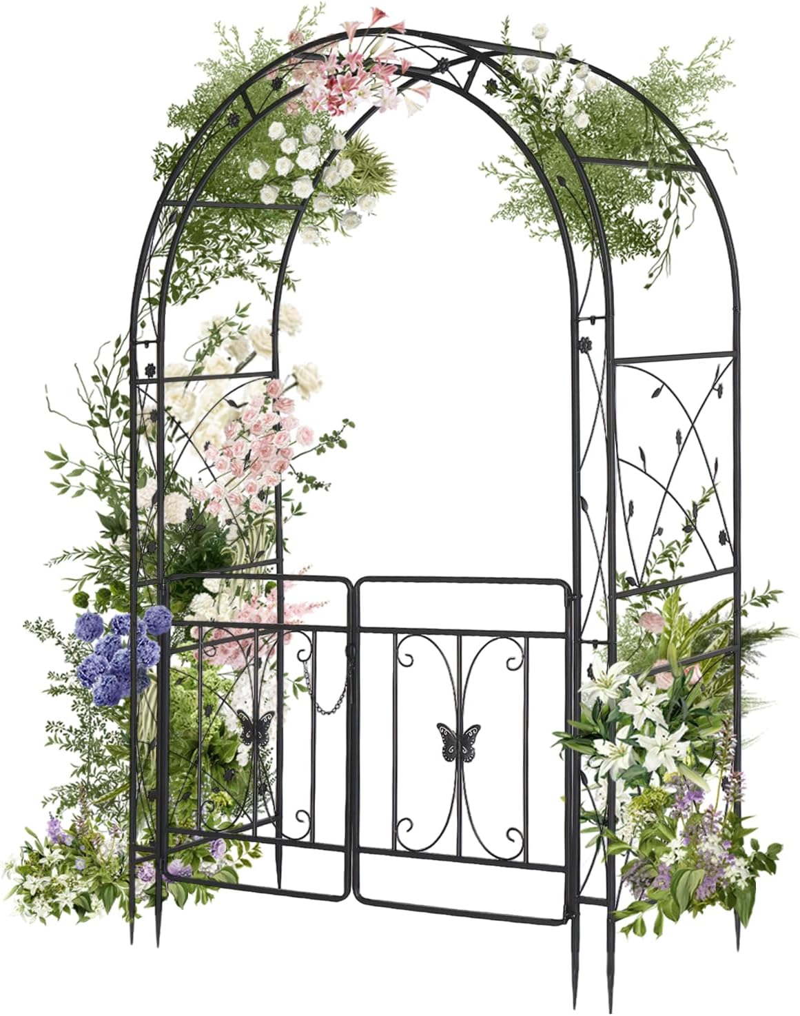 VINGLI Garden Arbor Arch, Wedding Arch Archway for Ceremony Party, Trellis for Plant Climbing, Christmas Decorations Pergola for Backyard, Lawn, Patio, Yard (Arbor with Gate)