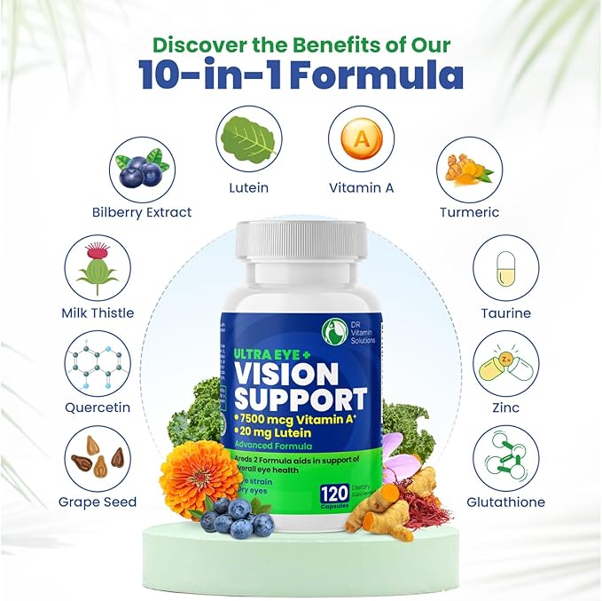 Vision Support Eye Vitamins for Macular Health 2 Formula (1 Bottle, 120 Capsules)