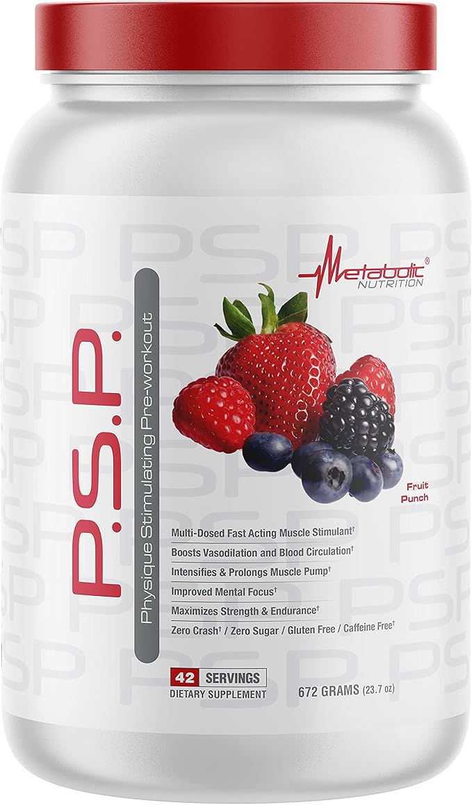 Metabolic Nutrition P.S.P. Physique Stimulating PreWorkout 672g Zero Sugar Caffeine Free (Fruit Punch)