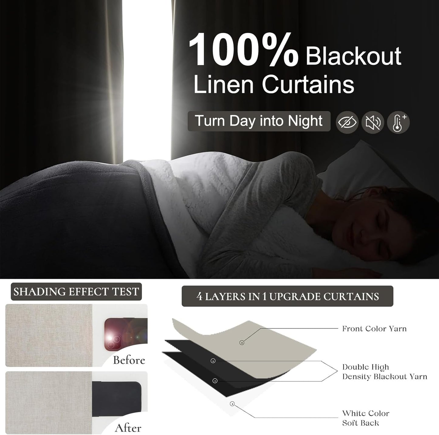 Linen Pinch Pleated Curtains 102 Inches Long Heavy Duty Thermal Insulated Custom Extra length Burg for Dining Room Cottage Total Blackout 48/60/72 Wide Window Treatments Drapes with Hook 2 Panels