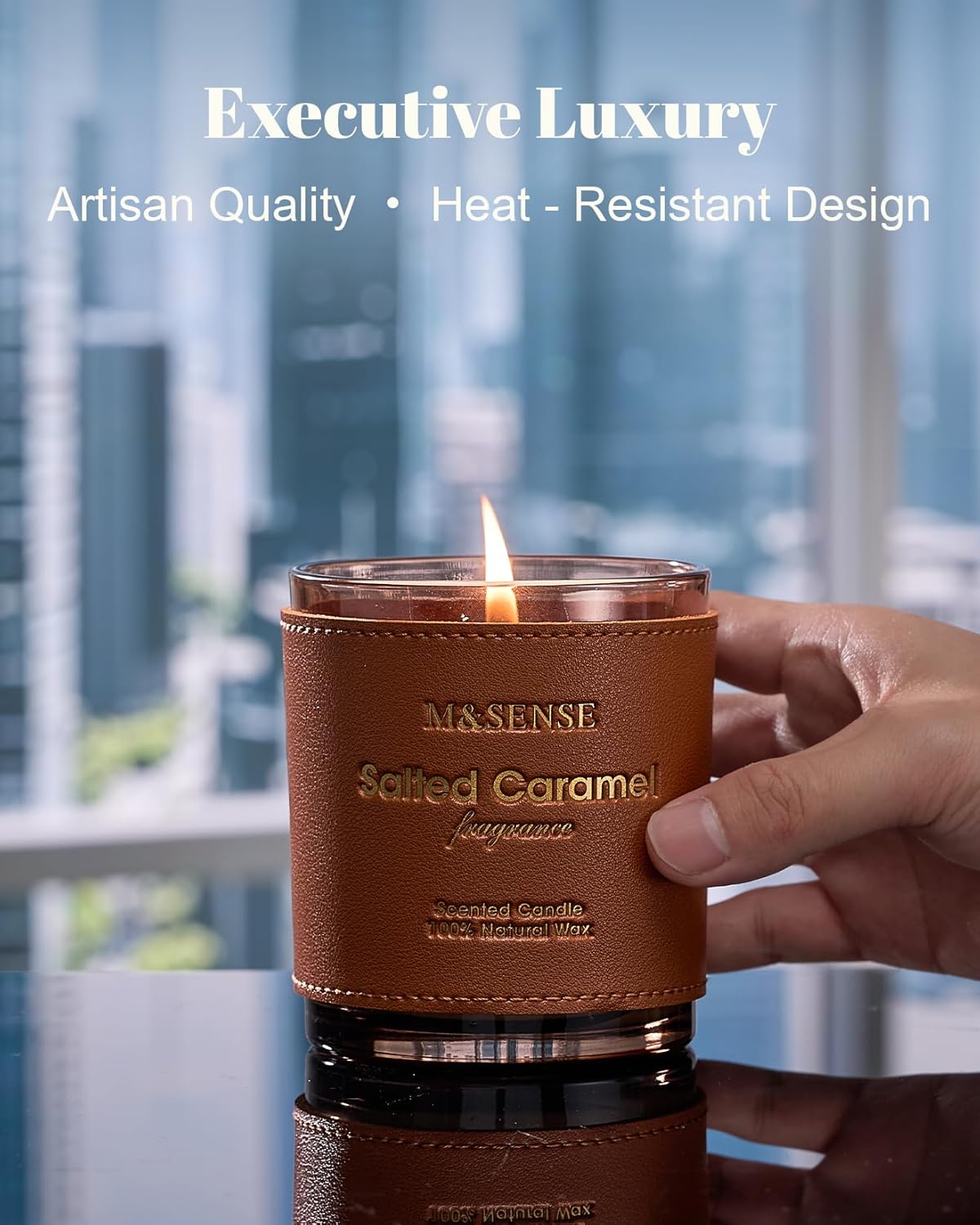 M&SENSE Cinnamon Tobacco Scented Candles,Vegan Soy Wax Candle,10oz 42-Hour Slow Burning Time,No Toxin Naturally Scented Home Fragrance for Stress Relief in Sleep & Living Rooms,Gifts for Dad Man