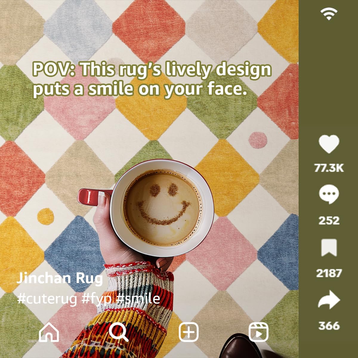 jinchan Area Rug 3x5 Kids Washable Indoor Floor Cover Non-Slip Modern Soft Rug Elementary School Classroom Colorful Diamond Carpet for Nursery Playroom Daycare Bedroom Living Room Circus on Cream