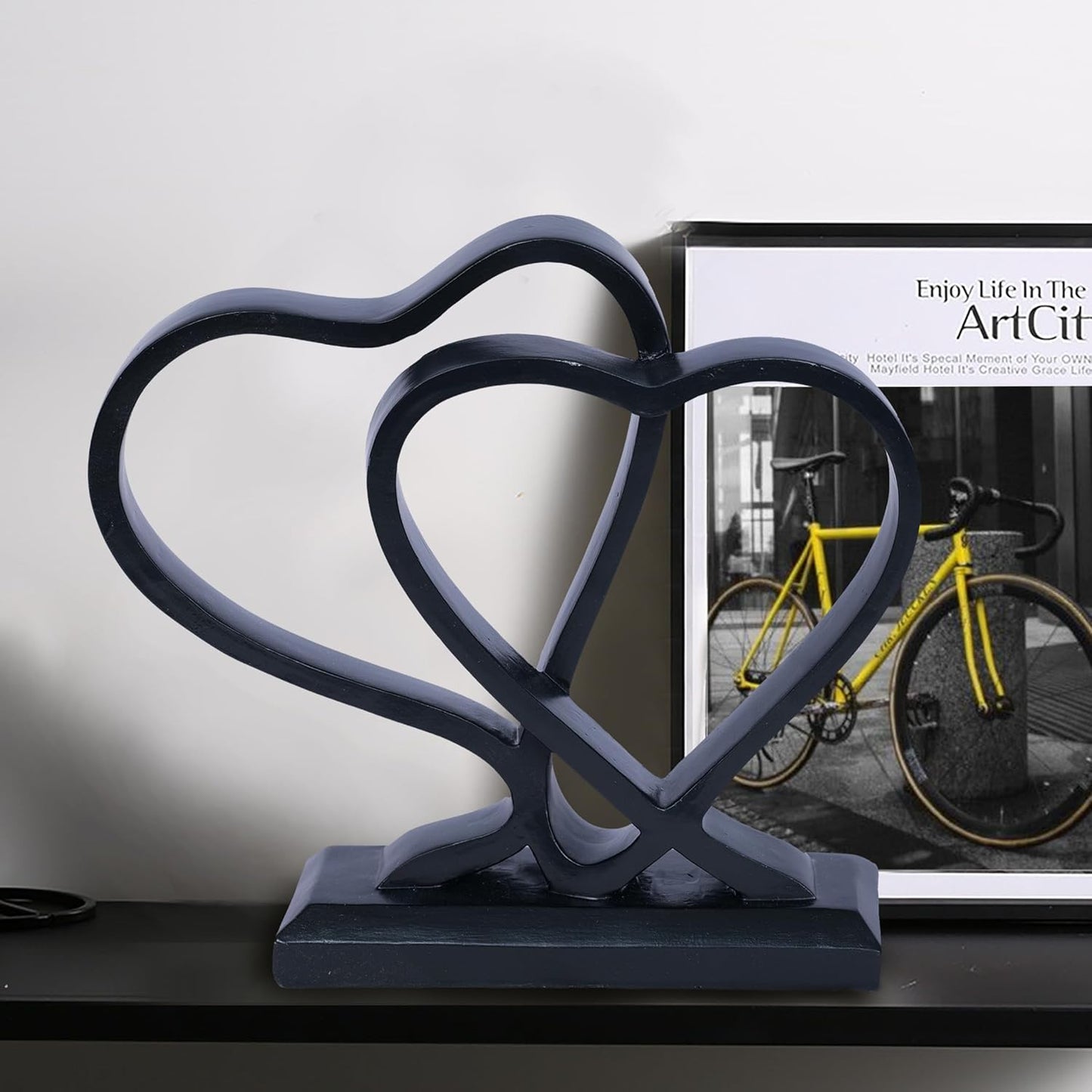 Heart Sculpture for Living Room Decor Heart Decoration Gift for Her and Him Love Wedding Anniversary Couples Gift Modern Heart Statue for Home Coffee Table Dining Table Centerpiece Birthday Gift