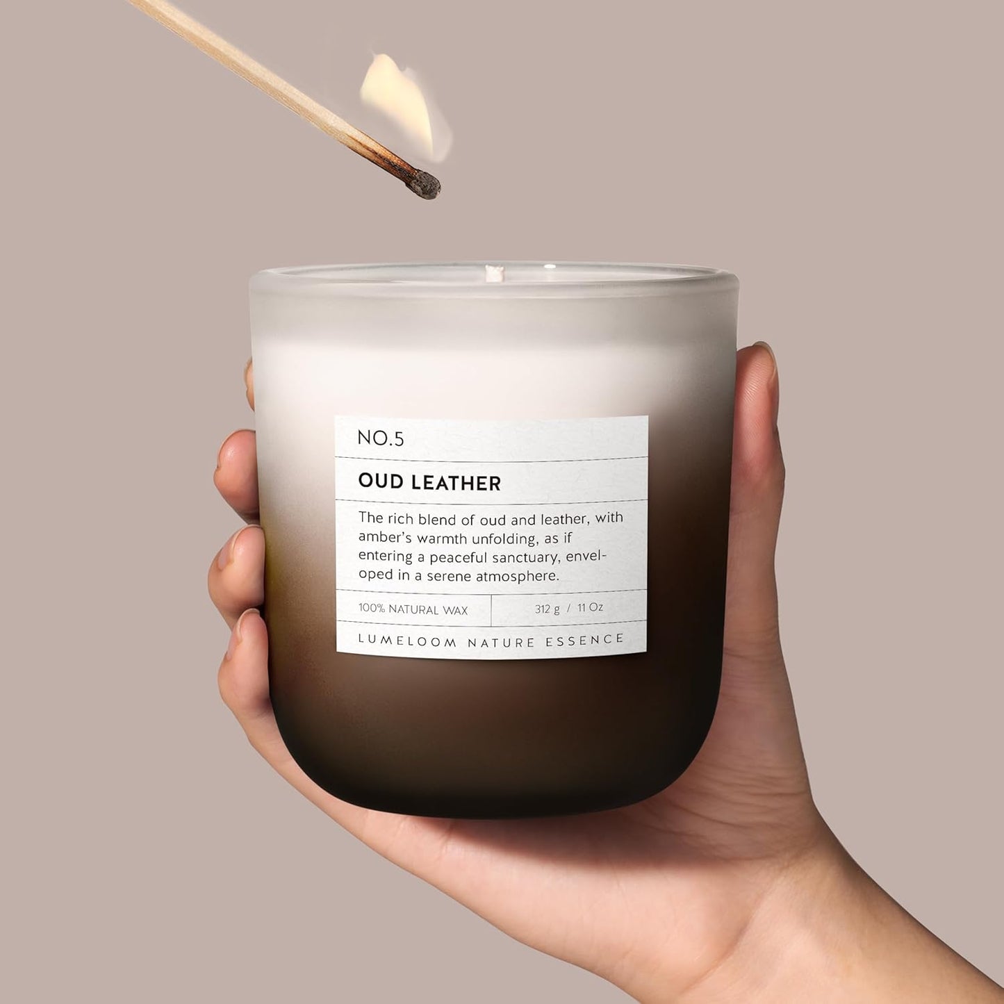 Oud & Leather Scented Candle, 11oz Aromatherapy Soy Wax Candles for Home Scented, Long Lasting, Oud Leather Scent for Home, Gifts for Men, Women, Friends, Teacher, Relaxation & Stress Relief