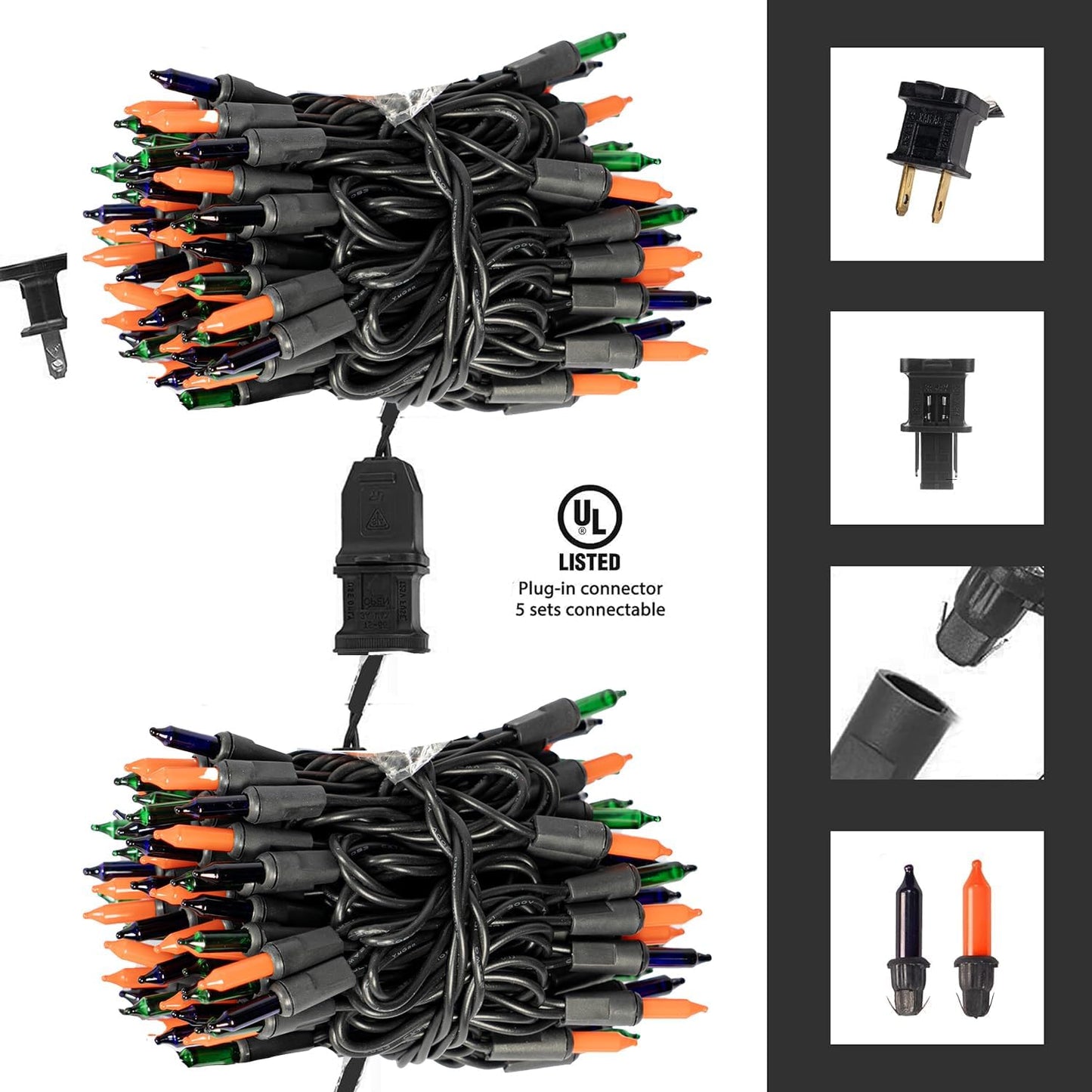 Dazzle Bright Purple Orange and Green Halloween Lights, 20FT 100 Count Mini String Lights, Waterproof Halloween Decorations for Outdoor Indoor Patio Home Party Garden Yard Decor