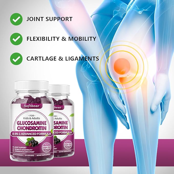 Glucosamine Chondroitin Gummies, Veagn Sugar Free 120 Gummies
