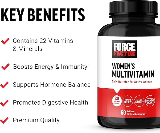 Force Factor Women’s Multivitamin, Multivitamin 20 Vitamins 60 Tablets