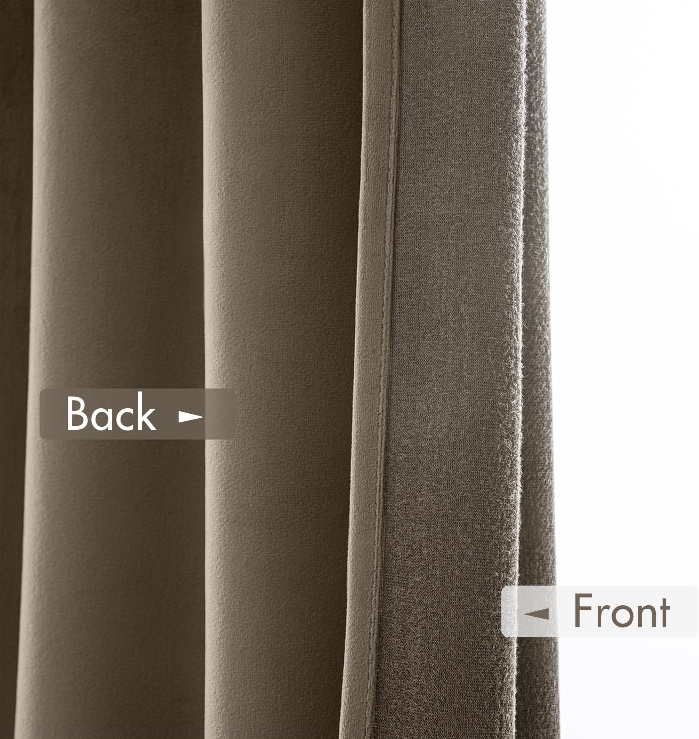 MIULEE Taupe Velvet Curtains Thermal Insulated Blackout Curtain Drapes for Bedroom Living Room Darkening 108 Inches Long Curtains Panels Rod Pocket Set of 2