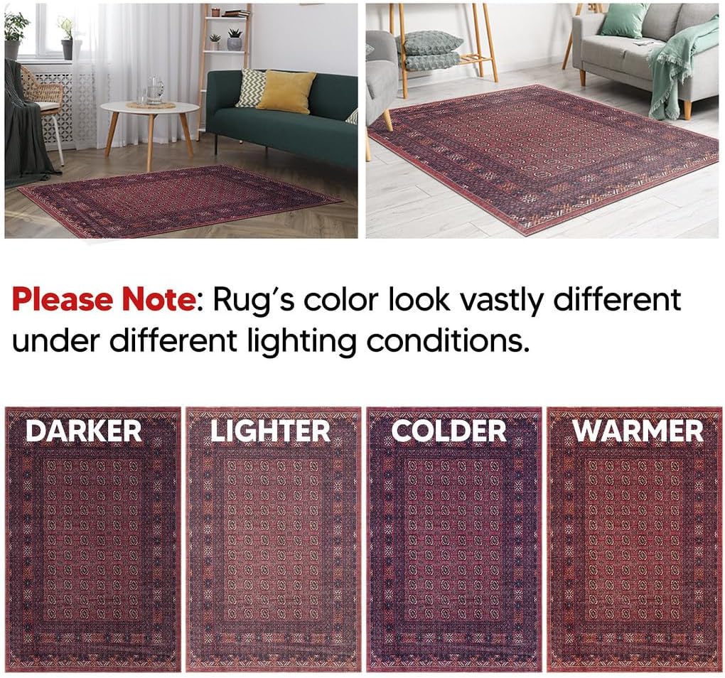 Keen Home Design 10x14 Rug - Machine Washable Area Rug with Non-Slip Backing, Ideal for Living Room, Dining Room, Bedroom - Vintage, Easy Clean, Durable, Low Pile Rug - (9'7" x 14')